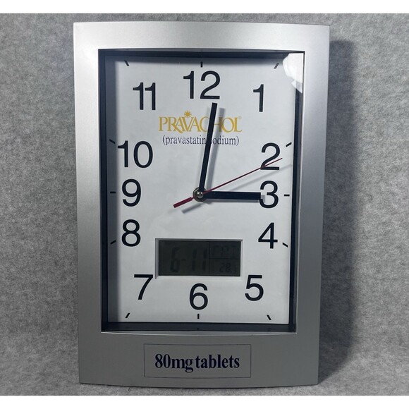 Pravachol Sodium Pharmacist Wall Clock RX Pharmaceutical Date Day Temperature - Picture 1 of 12
